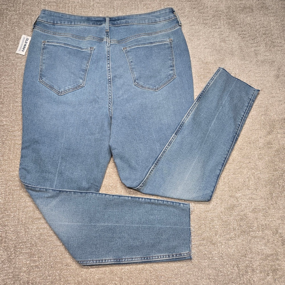 Old Navy Rockstar Super Skinny Jeans Extra High Rise Ankle Raw Hem Blue 14 NEW - Picture 5 of 8